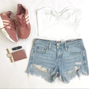 • Levi’s Distressed Denim Shorts •